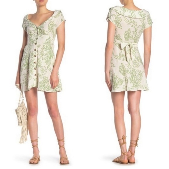 Free People A Thing Called Love Linen Floral Mini Dress - Picture 14 of 14